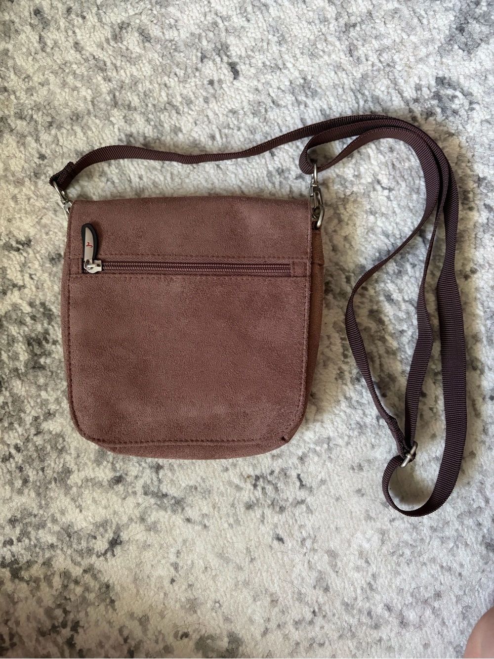 Vintage Suede Crossbody Bag in Dusty Mauve